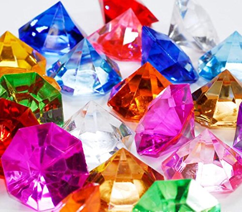 R.FLOWER 36 Carat Colorful Acrylic Diamond Crystals Gems Jewels for Table Scatters, Vase Fillers, Event, Wedding, Party, Birthday Decoration Pirate Treasure, Pack of 40