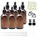 Mavogel Pack of 6, 4 oz Amber Glass Bottles with Black Fine Mist Sprayers-Including 2 Extra Black Fine Mist Sprayers, 2 Stainless Steel Mini Funnel, 2 Transfer Pipettes, 6 Bottle Labels