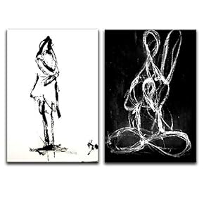 2 Panels Canvas Wall Art Black and White Canvas Prints Home Artwork Decoration for Living Room,Bedroom - 16"x24" x 2 Panels
