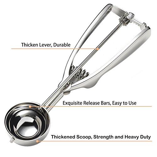 Ice Cream Scoops,Stainless Steel Trigger Ice Cream Scoop Set,Melon Baller Fruit Melon Baller, Melon Scoop Spoon Set of 3 (Small,Medium,Large)