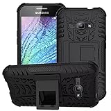 Galaxy J1 Ace Case , IVSO Samsung Galaxy J1 Ace Hybrid KickStand Case for Samsung Galaxy J1 Ace J110M 2015 Release Smartphone. (Black)