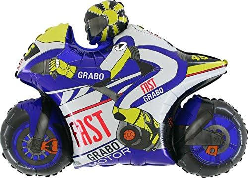 39 Inch Blue Motorbike Shaped Foil Balloon (CS18), Large