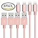 Charger, JOOMFEEN 4Pack 3F iPhone Cable Cord Nylon Braided 8pin to USB Charging Cable for iPhone se/7/7 plus/6/6s/6 plus/6s plus,5c/5s/5,iPad Air/Mini,iPod Nano/Touch(Rose Gold)