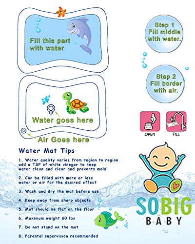 Inflatable Tummy Time Toys- Premium Tummy Time Water Mat Activity Center for Baby Infant Toys and Toddlers, Promotes Visual Stimulation, Movement and Motor Skills. Perfect Smile and Fun Time