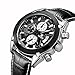 AIMAL Mens Sport Black Leather Strap - Quartz Wrist Watches - Chronograph Calendar and Waterproof