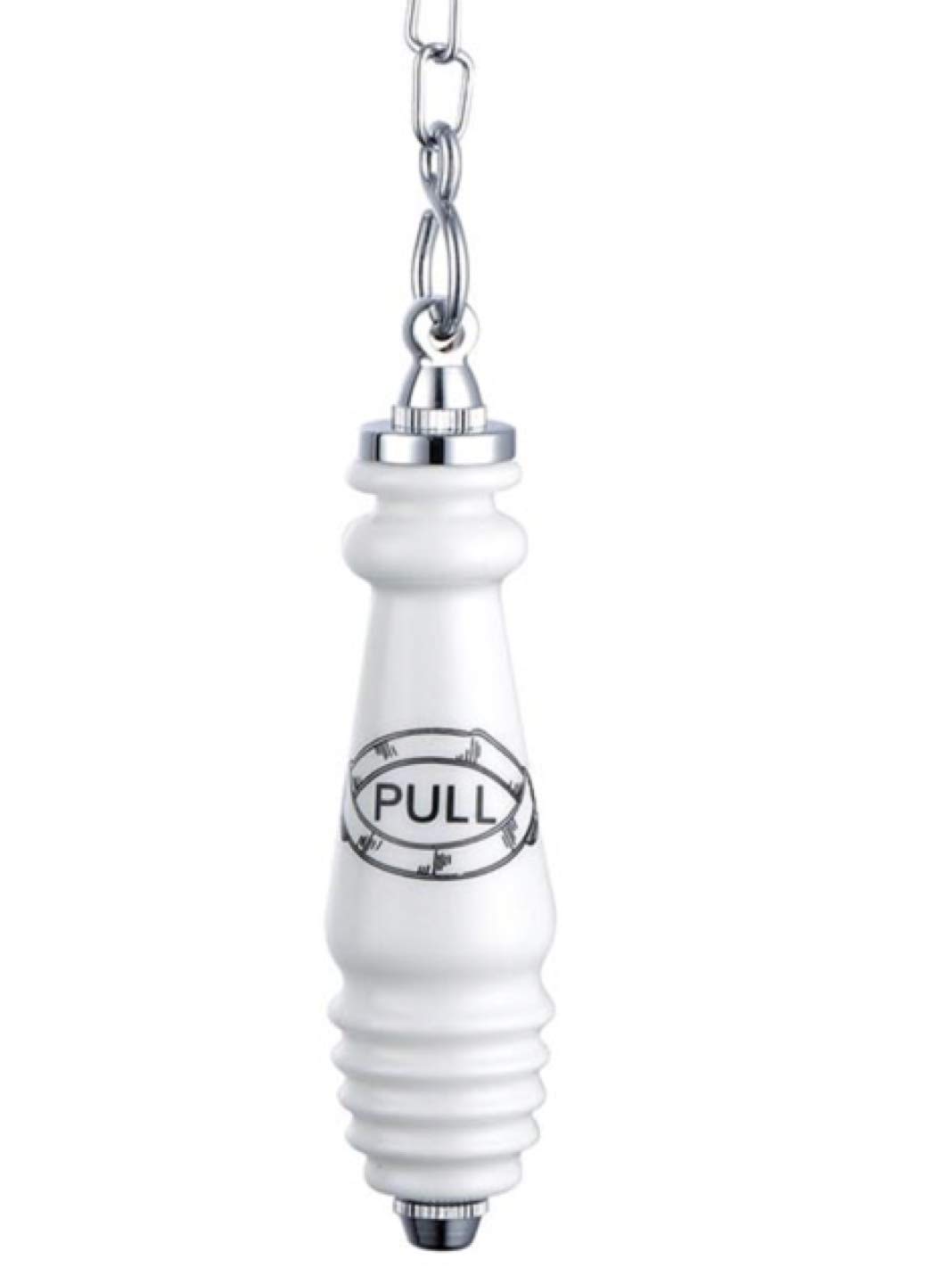 Taps2Trapsยฎ Traditional Style Victorian Ceramic & Chrome Chain Flush Pull for High Level Cistern