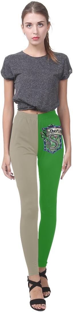 Two Color Harry Potter Slytherin Leggings (XS, S, M, L, XL, 2XL, 3XL, 4XL, 5XL) (M)