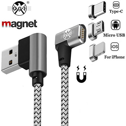 Type C Micro USB C Magnetic Cables Iphone Charge Double 90° Right Angle 3ft/6.6ft 3 in 1 High Speed Data Sync Nylon Braided Cord Data Transfer for Android Apple Samsung HUAWEI Iphone X 7 8 Plus