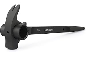 MAXPOWER 3/4" x 7/8" Scaffold Ratchet Wrench, Spud Podger Spanner, Multifunctional Functions with Claw Pry Bar and Hammer Fac