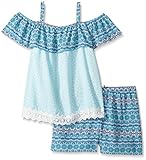 My Michelle Big Girls' Printed Two Piece Set with Tassel Fringe Top
