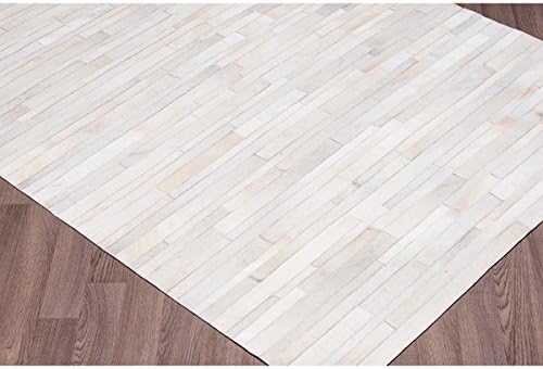 Hand-stitched White Stripe Cow Hide Leather Rug (8' x 10')