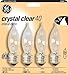 GE 16049 40-Watt Bent Tip Medium Base Light Bulb, 4-Pack, Crystal Clear