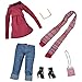 E-TING 2 Set Fashion Doll Clothes Casual Wear Coat Tops Blouse Pants Trousers Red Dress Handbag Shoes for Barbie Dolls