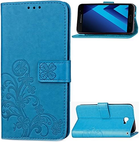 Samsung Galaxy A5 2017 Wallet Case,New Flower [Wrist Strap] Flip Folio [Kickstand Feature] Wallet Case Credit Cards Slot Cash Pockets Leather Holster Flip Cover Case For Samsung Galaxy A5 2017 (Blue)