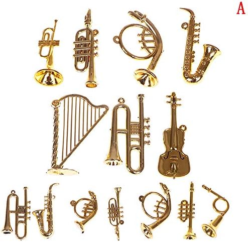 Tree Toppers - 7 14pcs Set Mini Plastic Musical Instrument Gold Christmas Tree Hanging Xmas Decor 2styles - Operated Lighted Tree Trees Small Battery Decorations Angels Funny Star Shoes Cake To