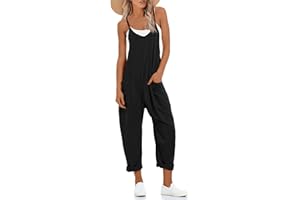 UNIANKIYA One Piece Jumpsuits for Women Casual Overalls Sleeveless Strap Rompers Travel Vacation Outfits Fall Fashion Clothes