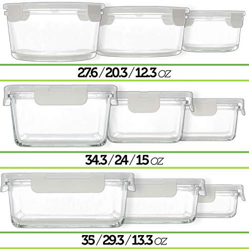 Glass Food Storage Containers with Lids - Glass Meal Prep Containers Glass Containers For Food Storage with Lids 18 Pcs. Glass Storage Containers with Lids Glass Food Containers Glass Lunch Containers