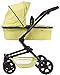 TRIOKID 2 in 1 Deluxe Baby Doll Stroller Sportline X1 Lemon Green Drawable Fabric with Swiveling Wheels & Adjustable Handle