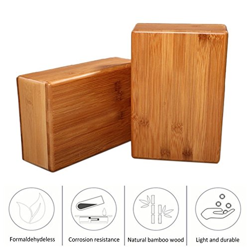 BOSSJOY Bamboo Yoga Block Brick (1 PC), Bamboo Handstand Block Provides Stability Balance & Support, Improve Strength and Deepen Poses - Great for Yoga, Pilates, Workout, Fitness & Gym