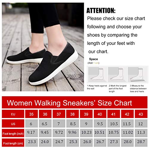 EXEBLUE Women Comfortable Slip On Walking Shoes - Stylish Loafter Shoes for Indoor and Outdoor Work Black