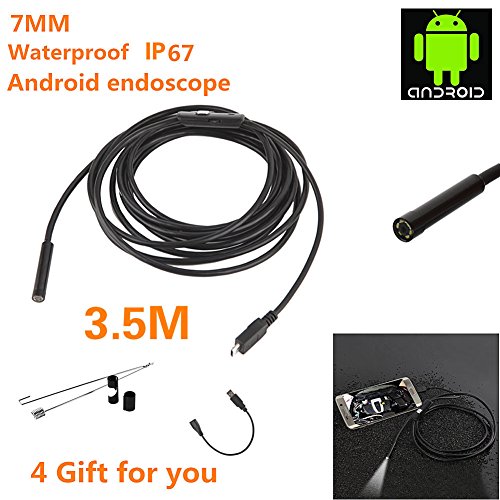 OurWarm 7mm Android Endoscope 3.5M USB Endoscope Waterproof Borescope Inspection Camera Snake Tube Camera for Android Device with OTG Function