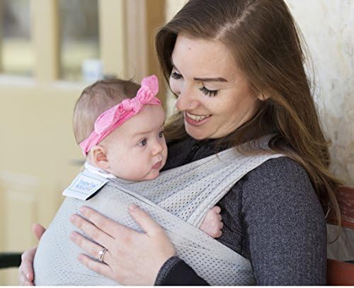 Beachfront Baby Wrap – The Original MESH Water &amp; Warm Weather Baby Carrier | Made in USA with Safety Tested Fabric, CPSIA &amp; ASTM Compliant | Lightweight, Quick Dry &amp; Breathable (Silver Wave, OS)