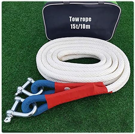 牽引ロープヘビーデューティー 最大牽引力15t 車牽引ロープ牽引ストラップ5m 8m 車 バイク 10m 2つの安全フックと保管バッグ付き 8m 車 車 バイク Suv 農業用車両 ヨット用 Size 15t 10m B08jgq1tbn
