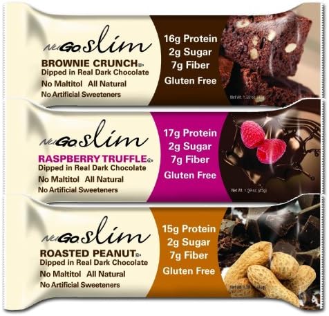 NuGO Slim Variety Pack - Brownie Crunch, Raspberry Truffle & Roasted Peanut - 1.59 oz (Pack of 12)