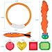 Coogam Diving Toy 19PCS Pool Accessories Set 4 Dive Ring,4 Throw Torpedo Bandit,3 Stringy Octopu,8 Jewel Gem for Pool Sinking Swim Game Underwater Training Play Water Toypedo for Kid Child Boy Girl