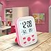 FAMICOZY Digital Alarm Clock for Girls Kids Teens,Desk Nightstand Clock with Crescendo Alarm,Repeating Snooze,Week 12/24h,Low Nightlight,Temperature Humidity,Stand or Wall Mount,Hot Pink