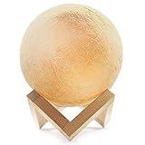 Beta Becca Moon Lamp With Stand, White/Yellow Colors 5.9” 3D Printed Night Light