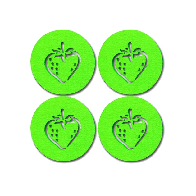 Supmo Felt Coasters Round in Bright Colours with Fruit Designs (Selection of Colours + Design), 5 mm Thick, Elegant and Striking, Grün, 8er