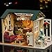 Decdeal DIY Christmas Miniature Dollhouse Kit Realistic Mini 3D Wooden House Room Craft Furniture LED Lights Children's Day Birthday Gift Christmas Decoration (Refined Version, Merry Christmas)