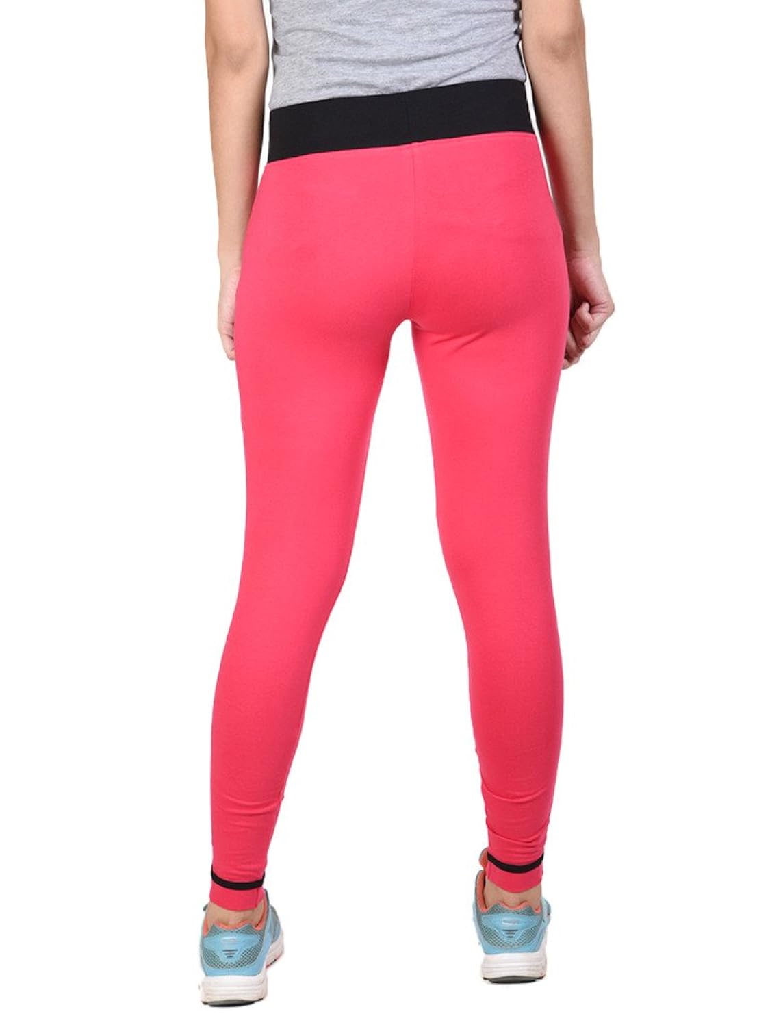 onesport women's cotton spandex jersey fuschia + black tights(onsp17fb-p)