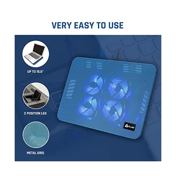 KLIM-Serenity-Laptop-Cooling-Stand-for-Laptop-11-to-156-inches-Perfect-for-Small-and-Medium-Laptops-Stable-And-Sturdy-Metal-Grid-Silent-Laptop-Cooling-Pad-NEW-2020-Blue KLIM Serenity + Laptop Cooling Stand for Laptop + 11 to 15.6 inches + Perfect for Small and Medium Laptops + Stable And…
