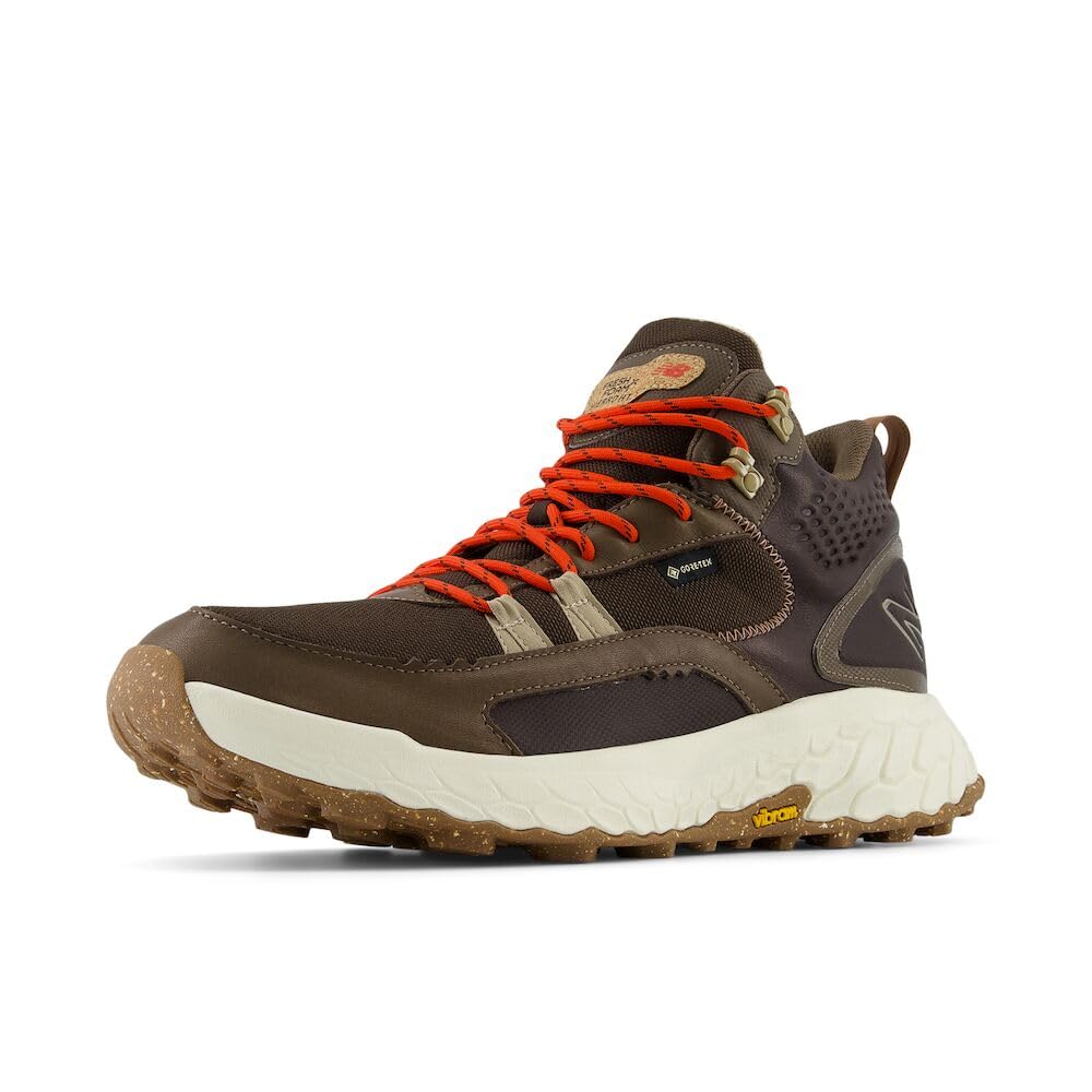 New Balance Men’s Fresh Foam X Hierro Mid GTX V1 Trail Running Shoe, Dark Mushroom/Black Coffee/Neo Flame, 7 M