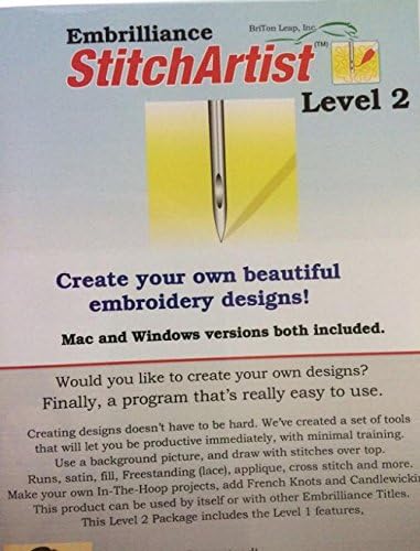 Embrilliance StitchArtist Level 2 Machine Embroidery Digitizing Software Embroidery Machine Software