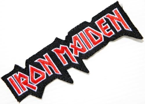 IRON MAIDEN Woven Heavy Metal Rockabilly Rock Punk Music Band Logo jacket T-shirt Patch Iron on Embroidered Sign Badge / Size 4.5""Width x 1.5"Height