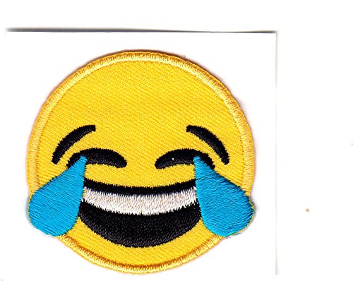 EMOJIS – TEARS OF LAUGHTER (2″ ROUND) – IRON ON OR STICK ON PATCH – EXPRESSIONS