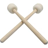 Opfiue 2PCS Drum Mallet 13.28 Inches Length, Beige | Wool Felt, Anti-slip, Bass Percussion Sticks, Durable Accessory for Drums Snare Drums/Drummers