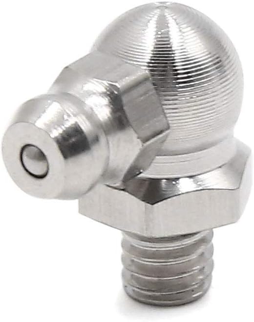 sourcing map 4pcs M6 x 1 Metal 90 Degree Angle Grease Nipple Fitting for Car, Silver Tone, 8 x 5 x 2 cm - Image 3