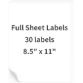 OnlyPaper 30 Sheets 8.5" x11" Full Sheet Shipping Labels, Printable Sticker Paper, Matte, Letter Size Label Stickers for Laser/Inkjet Printers (30 Labels)