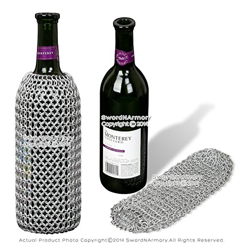 Medieval Gears Brand Medieval Style Aluminum Chainmail Wine Bottle Holder Koozie Renaissance LARP SCA