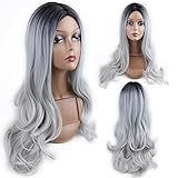 HANNE Ombre Color Long Curly Wig Heat Resistant Synthetic Cosplay Wig Full Wig for Women Party Wigs