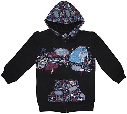 DISNEY WINNIE THE POOH EEYORE Girls Zip-Up Warm Hoodie / Jacket S Black