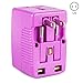Yubi Power Dual Outlet Travel Adapter with 2 Universal Outlets - Built in Surge Protector and Neon Light Indicator - Foldable Prongs for Type A, C, G, and I Outlets | Works in 150+ Countries