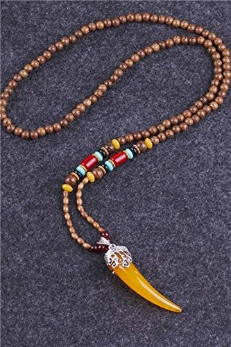National air Wooden Necklace Pendant Sweater Chain Fashion Clothes (mzxl002 Wooden Beads White Teeth