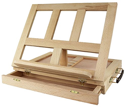 Greenco beech-wood portable art desk easel and book stand with dr…