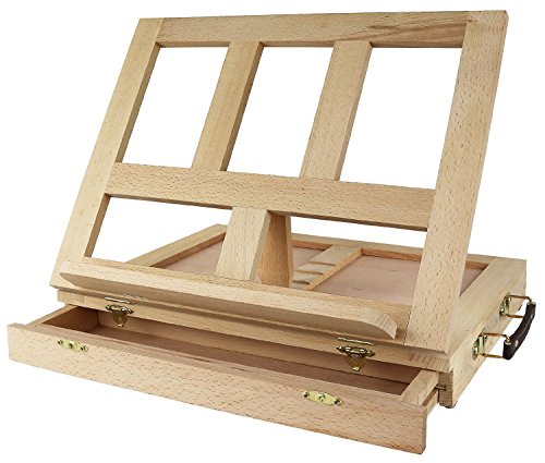 Greenco Beech-Wood Portable Art Desk Easel and Book Stand with drawer