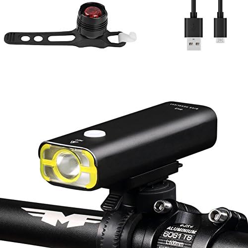 Jogboy USB Rechargeable Bike Headlight, Aluminum Alloy Front Bike Light with Wired Remote Button, 5 Lighting Modes, IPX6 Waterproof, Black